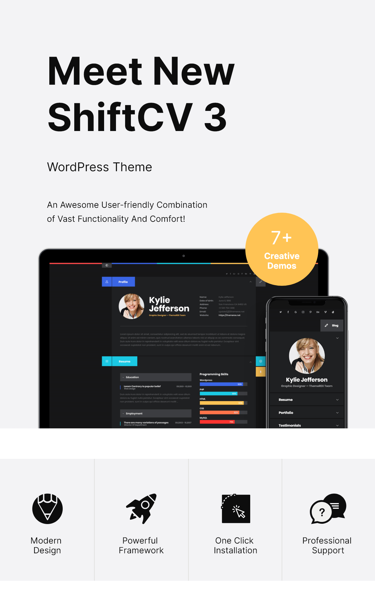 ShiftCV – 博客/简历/作品展示WordPress主题[更至v3.0.6]