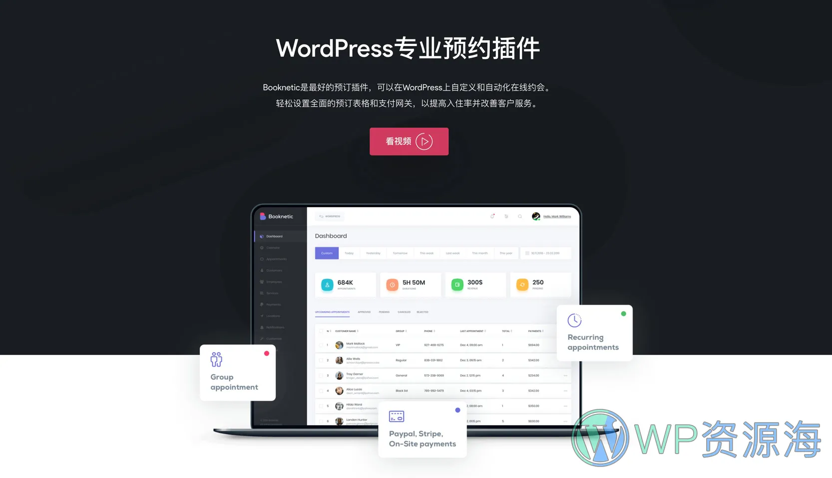 Booknetic-在线预约预定系统WordPress插件插图-WP资源海 Booknetic-在线预约预定系统WordPress插件插图-WP资源海