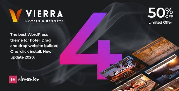 Vierra v4.0-酒店，度假村，旅馆和预订Elementor WordPress主题
