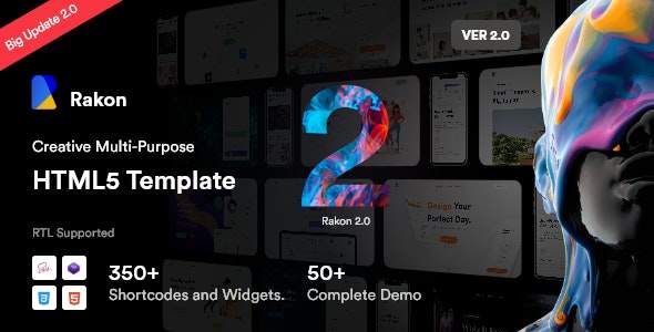 Rakon v2.4-炫酷多用途APP下载官网HTML5模板（支持RTL）