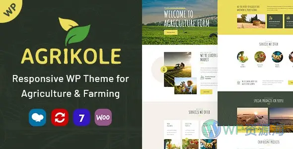 Agrikole v1.15-用于农业和农业的自适应WordPress主题插图-WP资源海 Agrikole v1.15-用于农业和农业的自适应WordPress主题插图-WP资源海