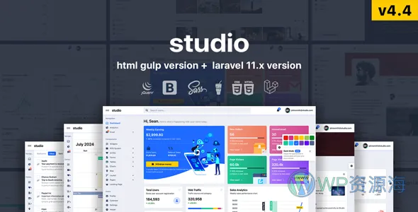 Studio-漂亮简约HTML+Laravel管理后台模板[更至v4.4]插图-WP资源海