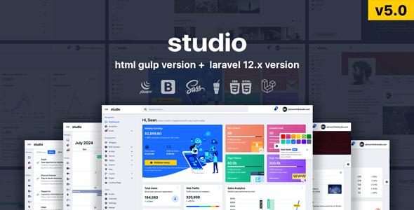 Studio-漂亮简约HTML+Laravel管理后台模板