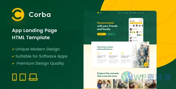 Corba –APP引导页/APP介绍下载官网HTML模板插图-WP资源海 Corba –APP引导页/APP介绍下载官网HTML模板插图-WP资源海