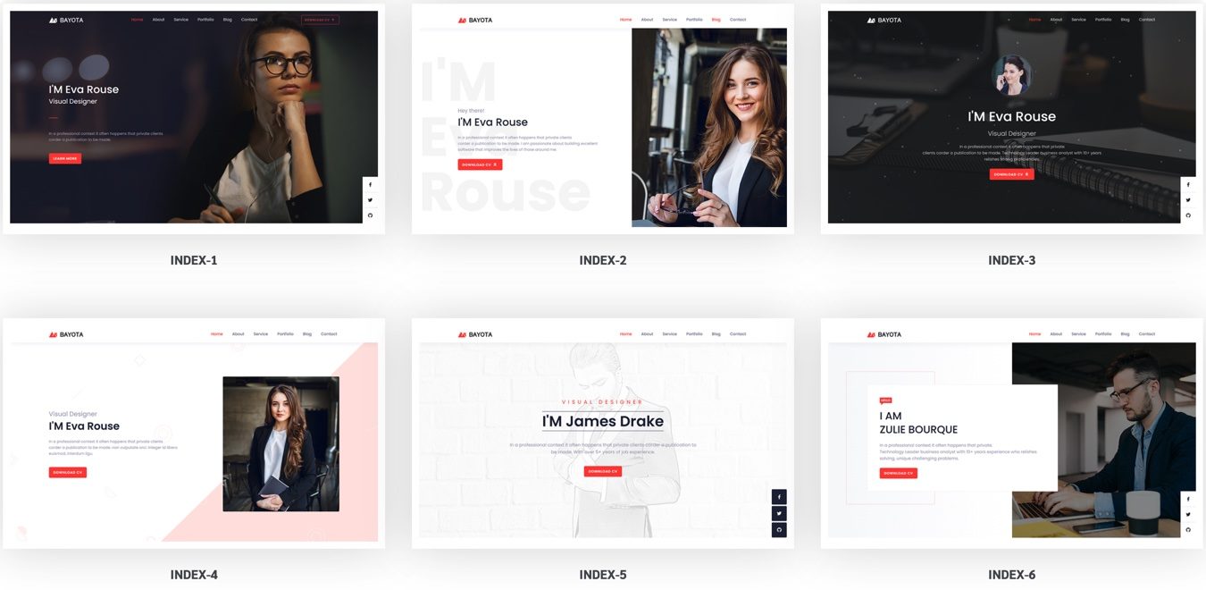 Bayota-简约大气的个人简历HTML模板