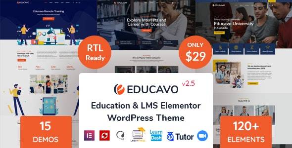 Educavo-在线课程学习与教育网站模板wordpress主题[更至v3.1.1]