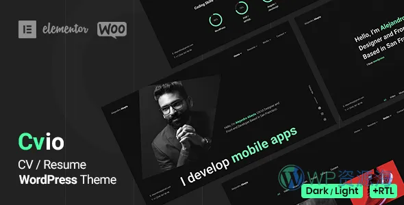 Cvio-黑色炫酷/个人简历/作品展示wordpress主题[更至v3.3.1]插图-WordPress资源海
