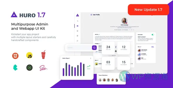 Huro-多用途管理后台HTML模版Webapp UI Kit[更至v1.7.0]插图-WP资源海