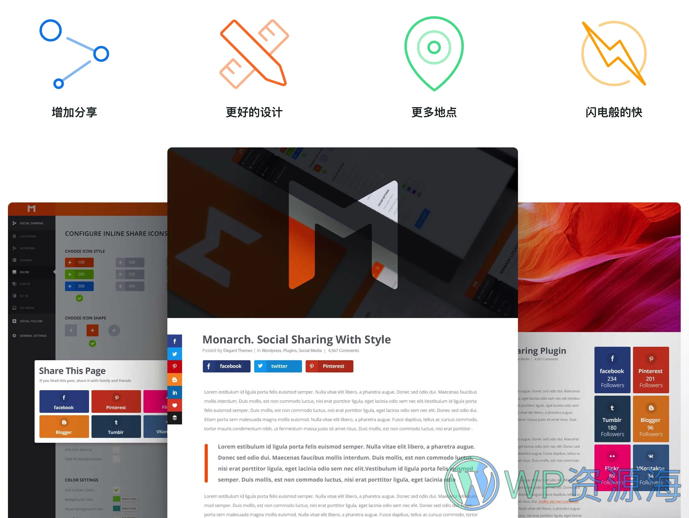 Monarch-WordPress最佳社交媒体分享插件[更至v1.4.14]插图1-WP资源海