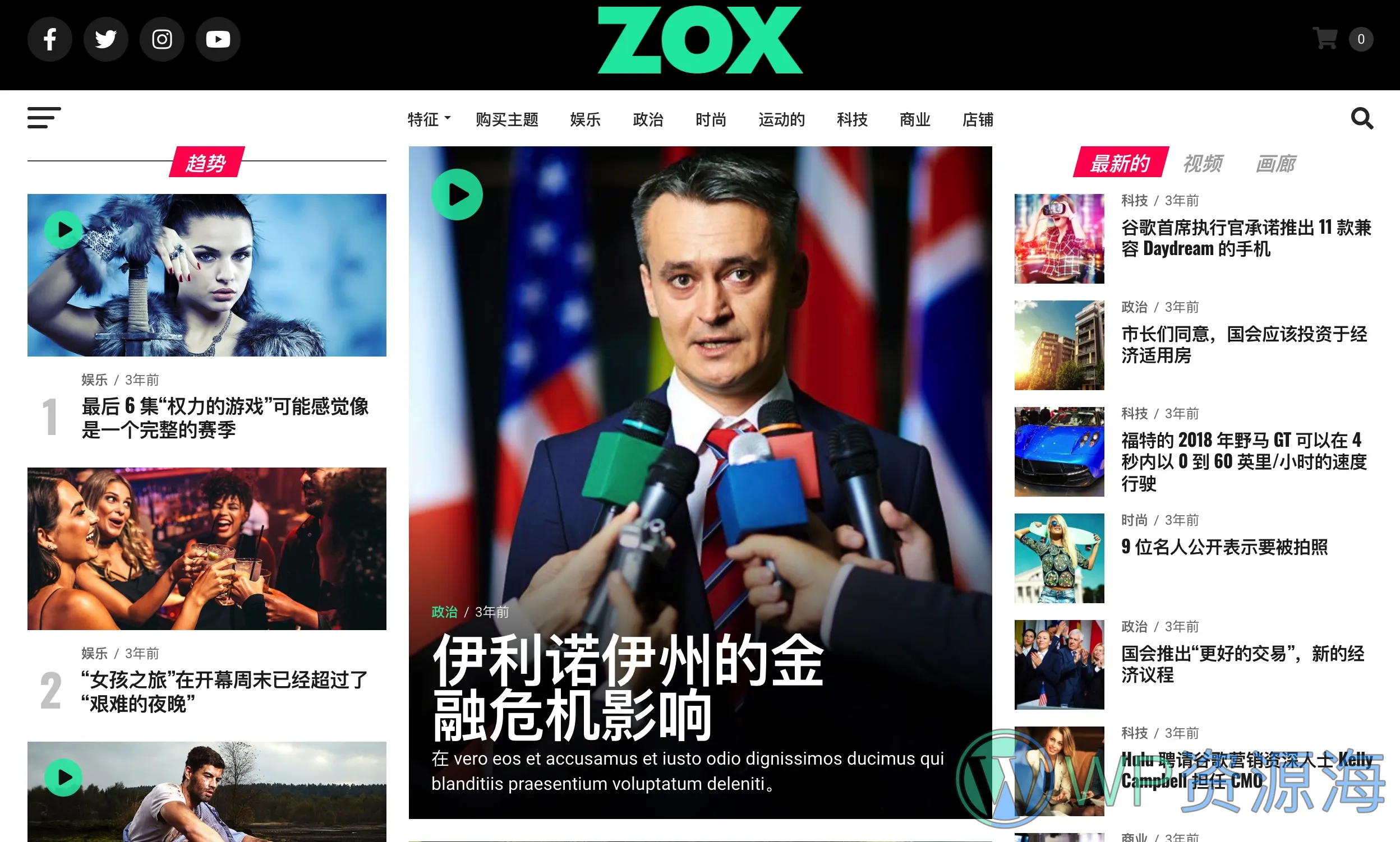 Zox News-十分专业的新闻杂志/博客资讯WordPress主题[更至v3.16.0]插图-WordPress资源海