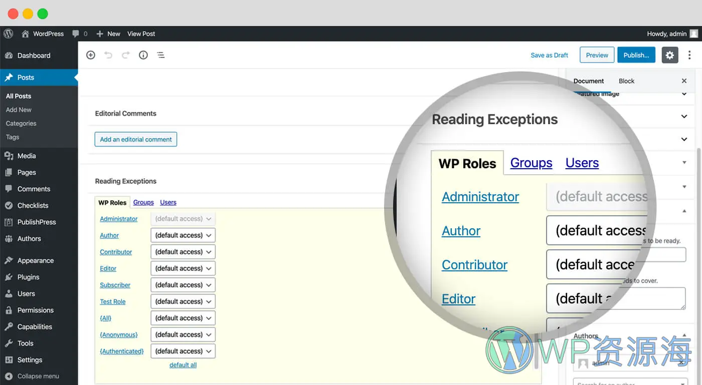 PublishPress Permissions Pro v4.0.18 高级权限管理WordPress插件插图1-WP资源海
