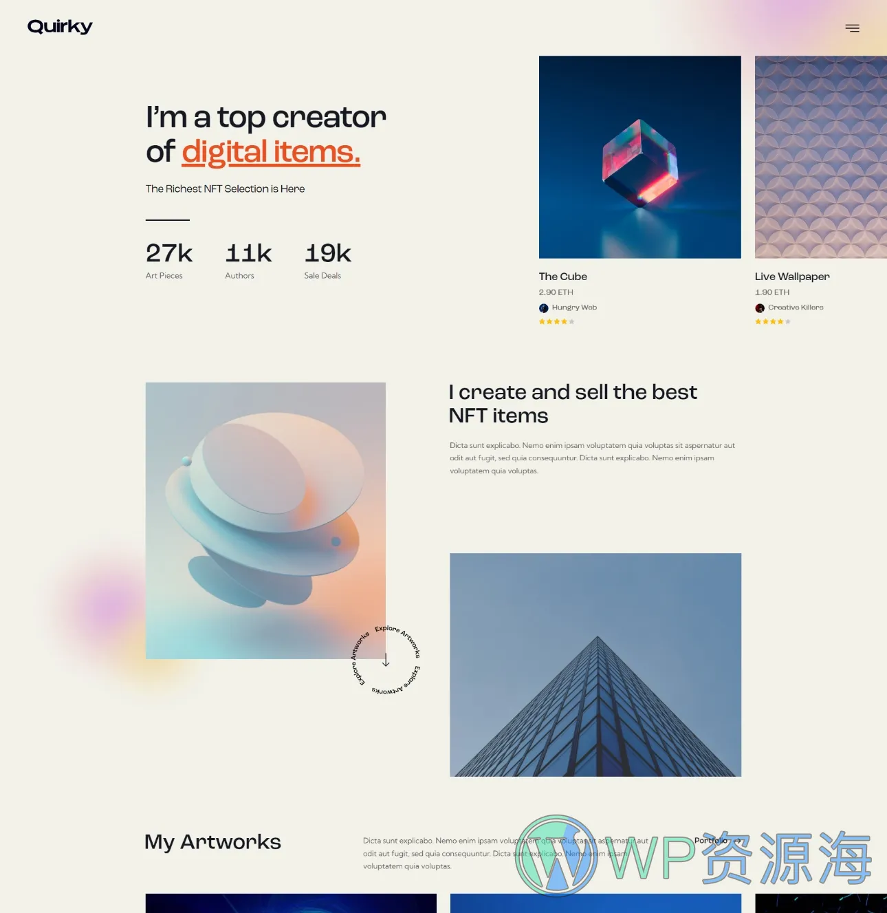 Quirky-区块链元宇宙NFT数字商城WordPress主题插图5-WP资源海
