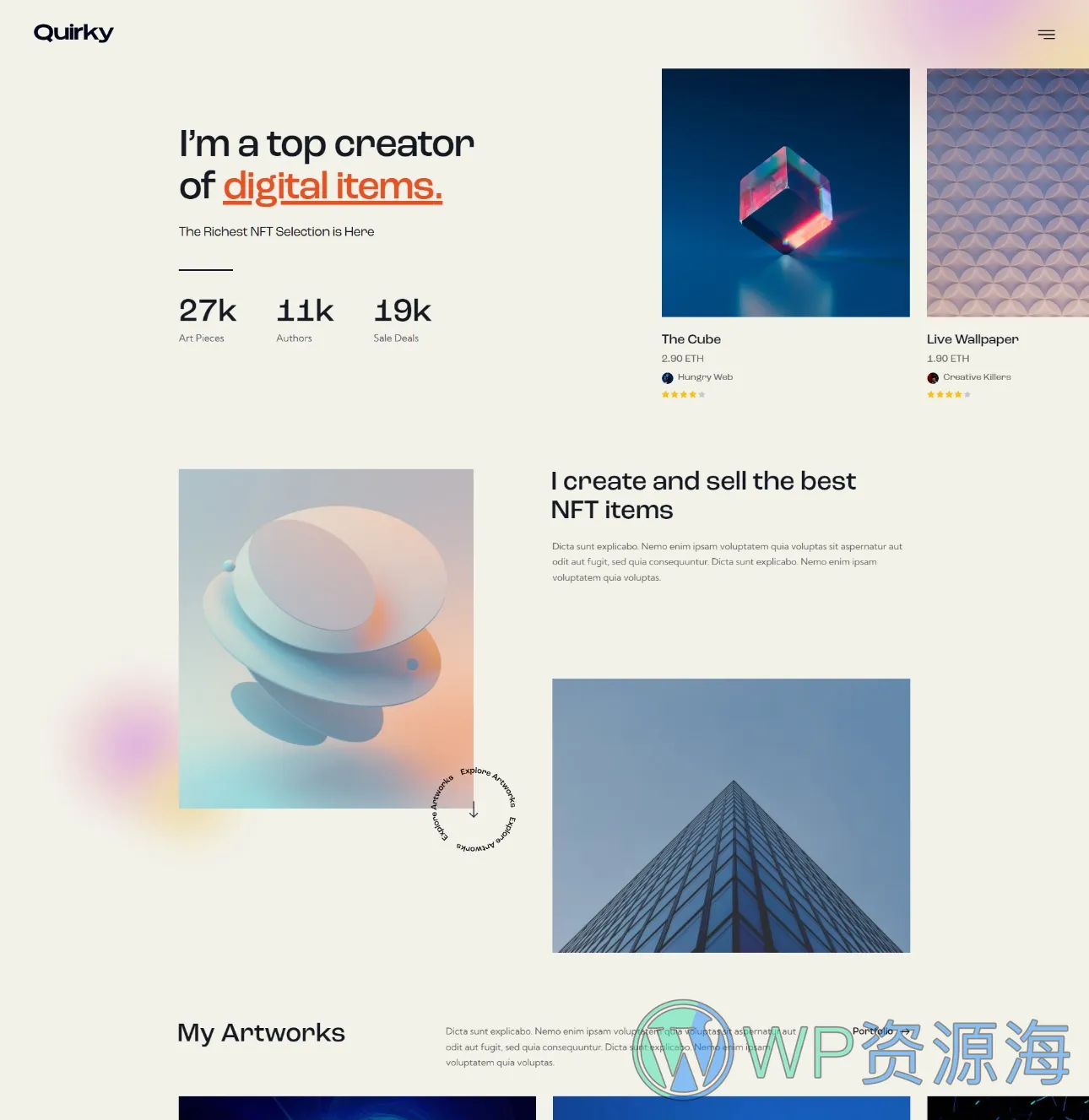 Quirky-区块链元宇宙NFT数字商城WordPress主题[更至v1.15]插图5-WordPress资源海