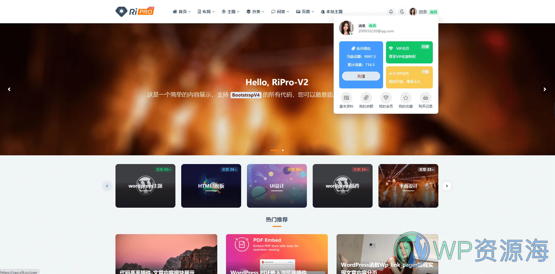 RiPro-V2 资源与素材下载网站WordPress热门主题[更至v4.8]插图3-WP资源海