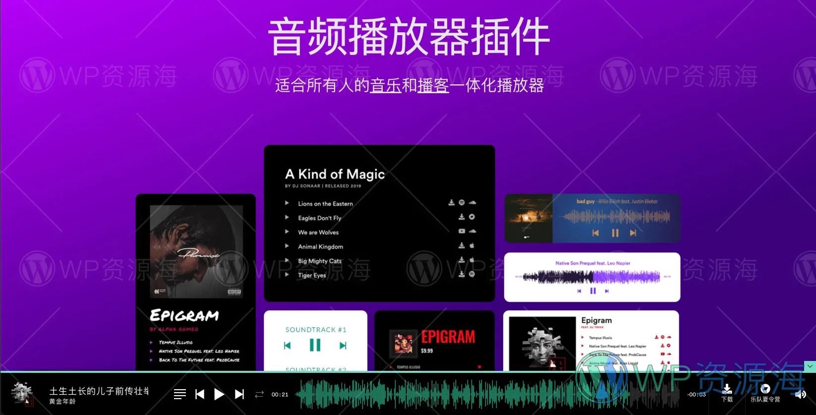 MP3 Audio Player Pro-音频/播客/音乐在线播放与出售WordPress插件插图-WP资源海
