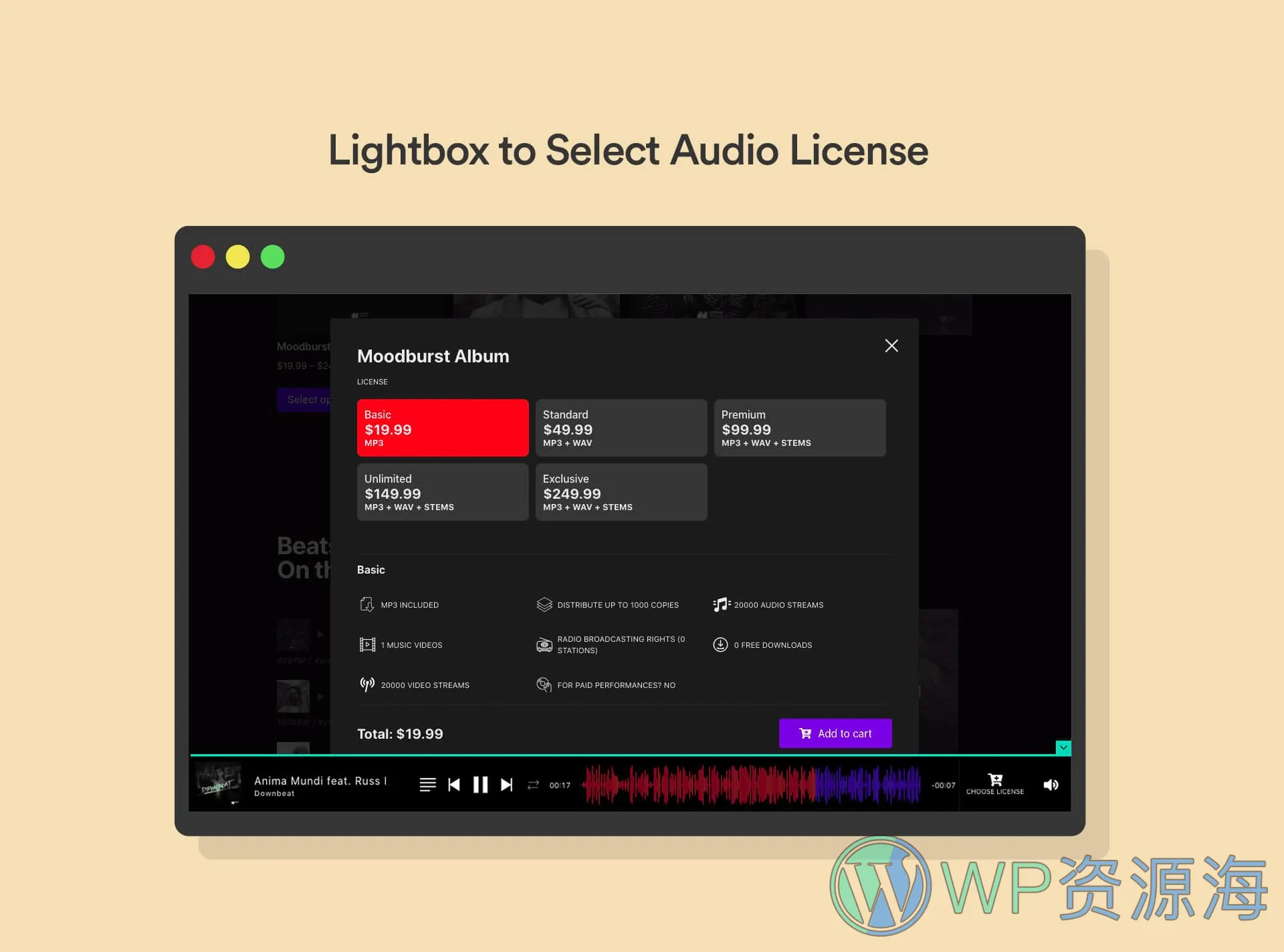 MP3 Audio Player Pro-音频/播客/音乐在线播放与出售WordPress插件插图7-WP资源海