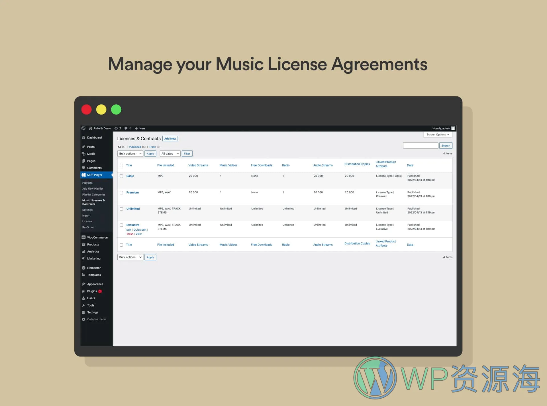 MP3 Audio Player Pro v5.0.3 音频/播客/音乐在线播放与出售WordPress插件插图8-WordPress资源海