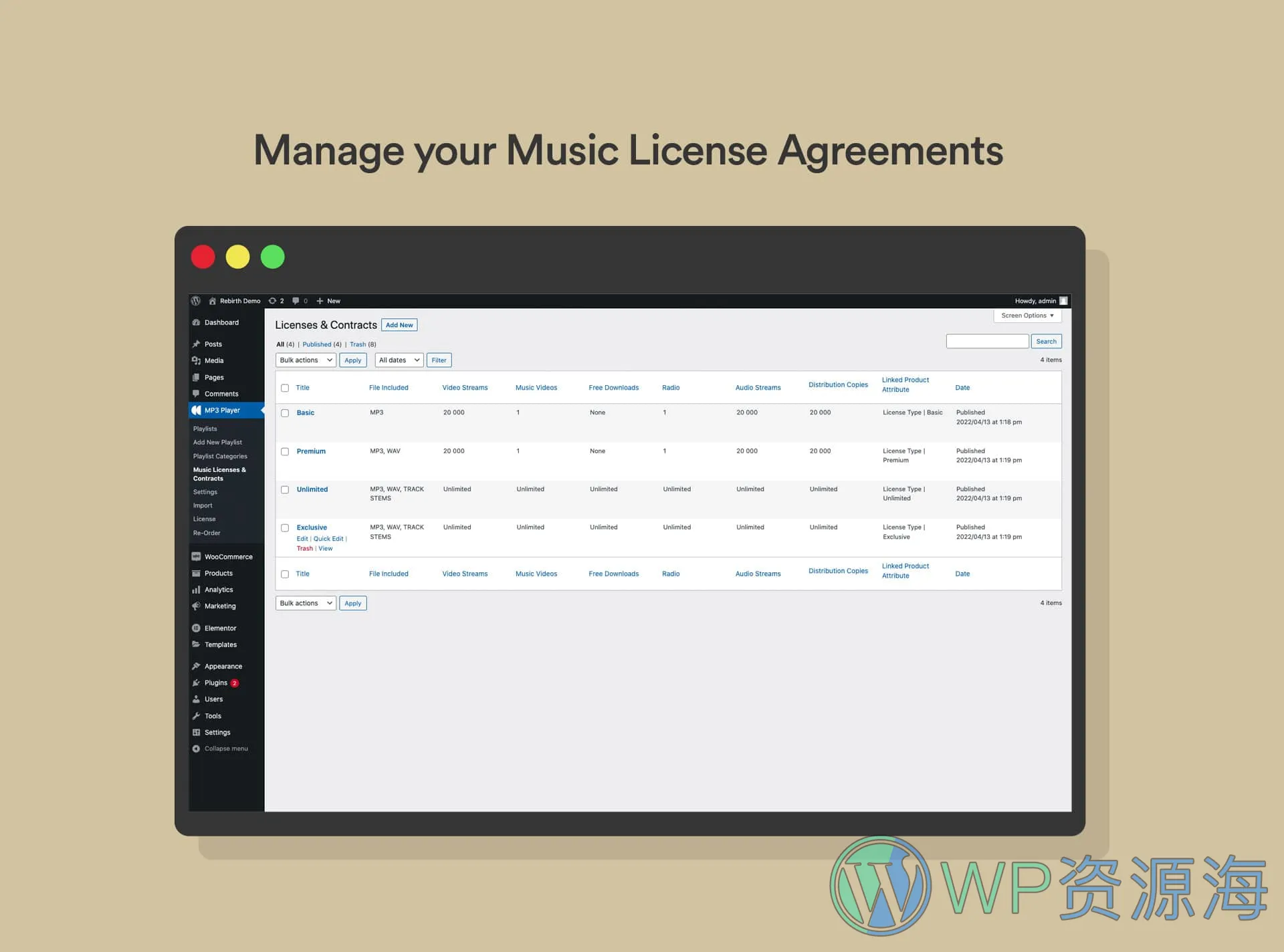 MP3 Audio Player Pro-音频/播客/音乐在线播放与出售WordPress插件插图8-WP资源海