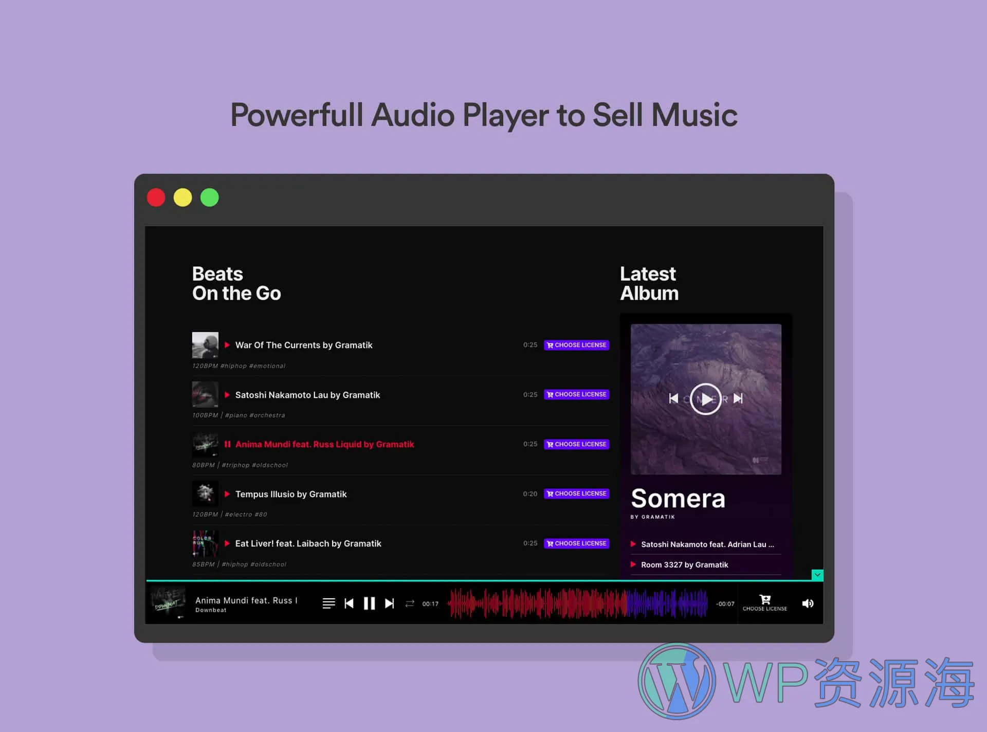 MP3 Audio Player Pro-音频/播客/音乐在线播放与出售WordPress插件插图9-WP资源海