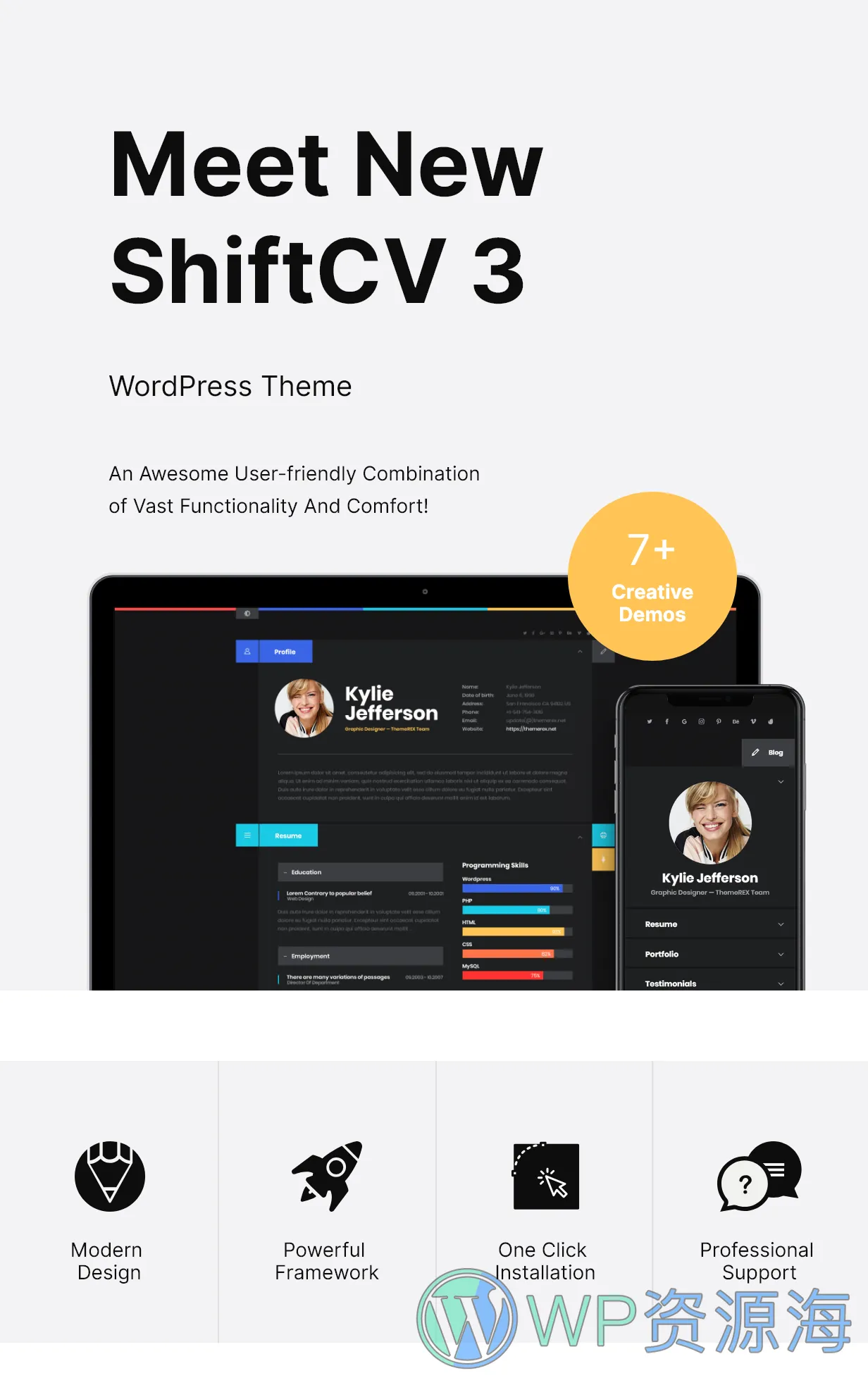 ShiftCV – 博客/个人简历/作品展示WordPress主题[更至v3.0.7]插图1-WordPress资源海