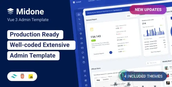 Midone-Vuejs 3+HTML网站管理后台模板[更至v4.0.10]插图-WP资源海