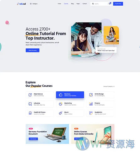 Educal-在线课程/教育培训机构WordPress主题插图4-WP资源海