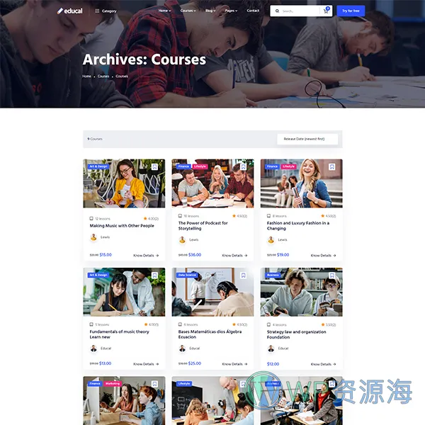 Educal-在线课程/教育培训机构WordPress主题插图10-WP资源海