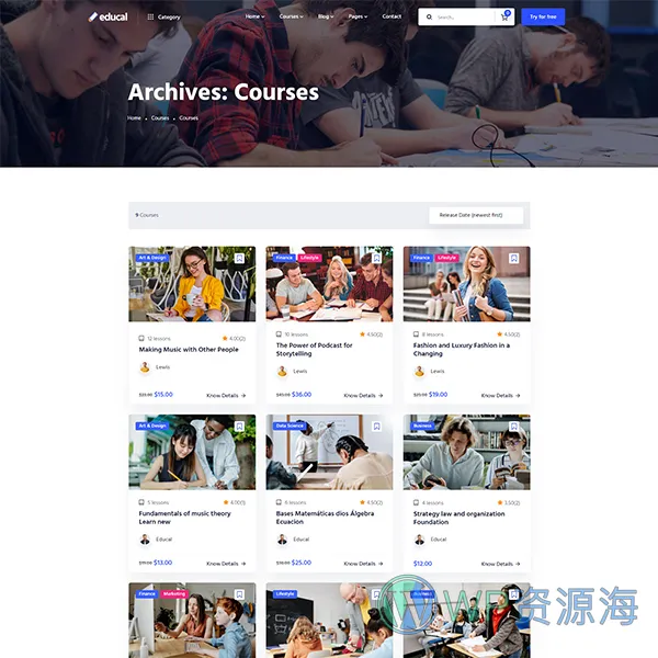 Educal v1.3.2 在线课程和教育WordPress主题插图10-WordPress资源海