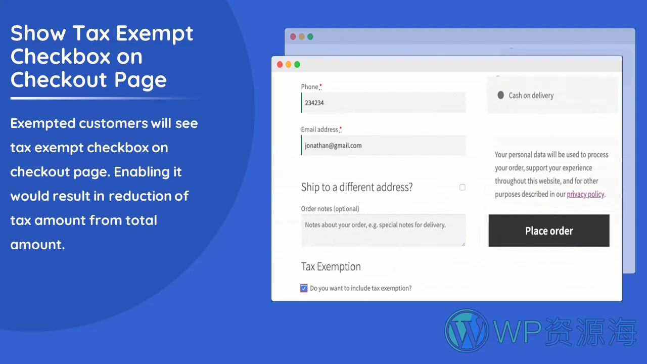 Tax Exempt for WooCommerce v1.5.7 WordPress免税插件插图1-WP资源海
