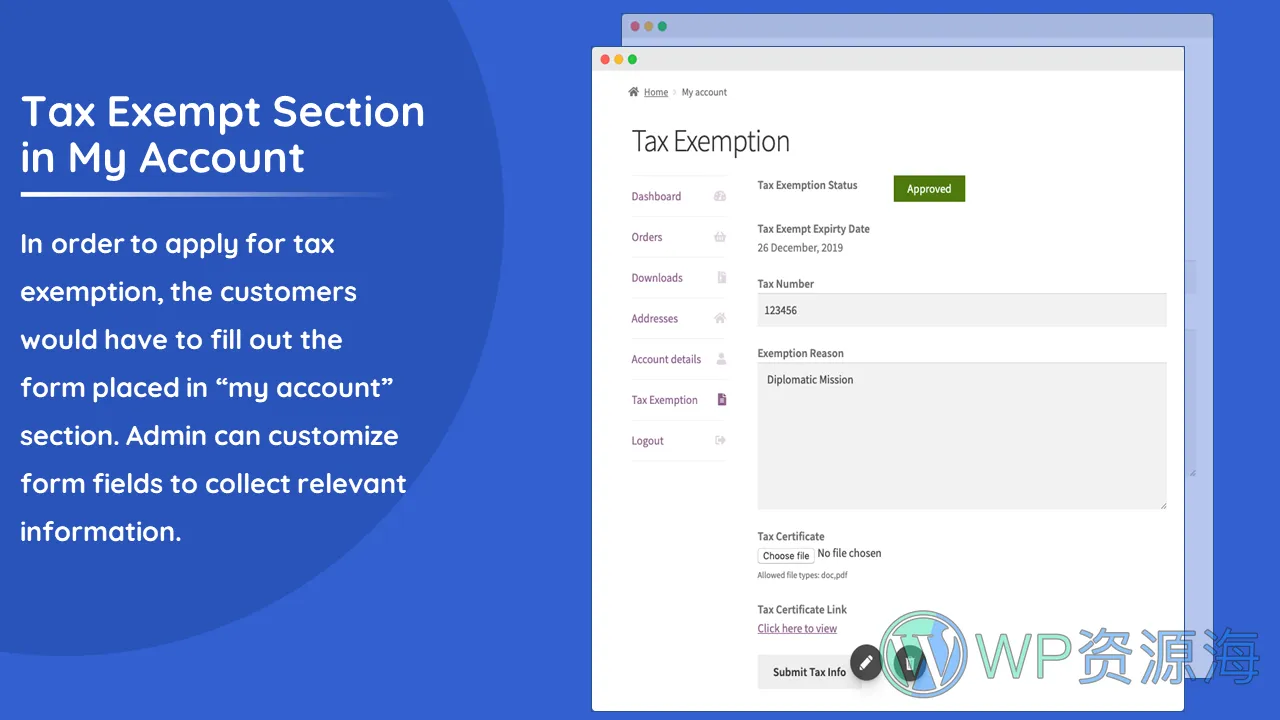 Tax Exempt for WooCommerce v1.5.7 WordPress免税插件插图2-WP资源海
