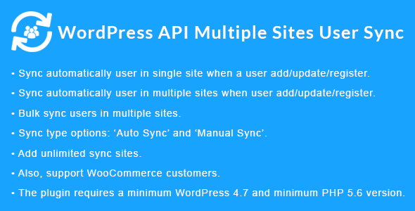 WordPress API Multiple Sites User Sync v1.6.2 跨站点用户同步插件