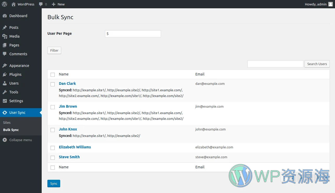 WordPress API Multiple Sites User Sync v1.6.2 跨站点用户同步插件插图2-WP资源海