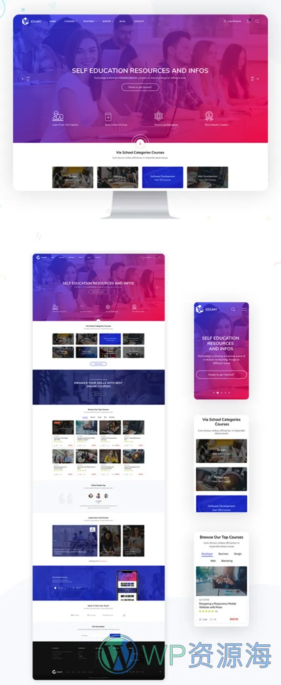 Edumy-网络教育LMS在线课程WordPress主题[更至v1.2.25]插图1-WP资源海