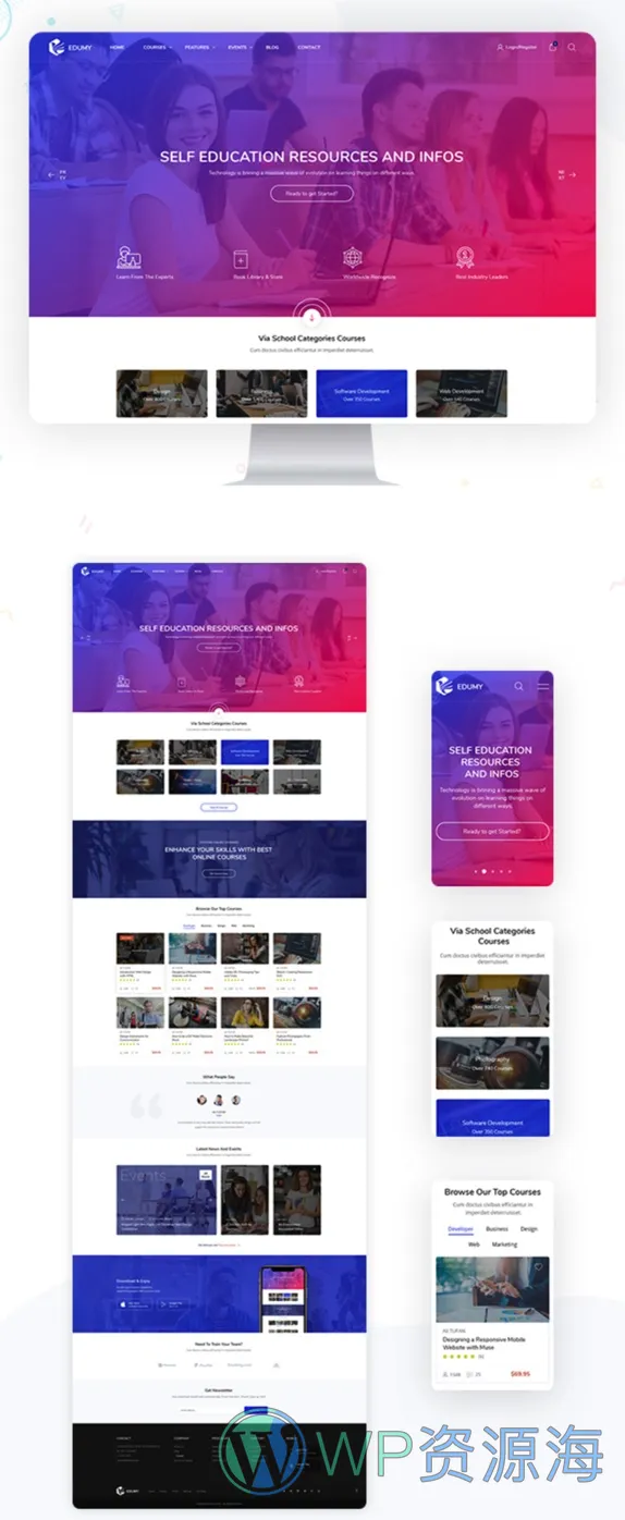 Edumy-网络教育LMS在线课程WordPress主题[更至v1.2.23]插图1-WordPress资源海
