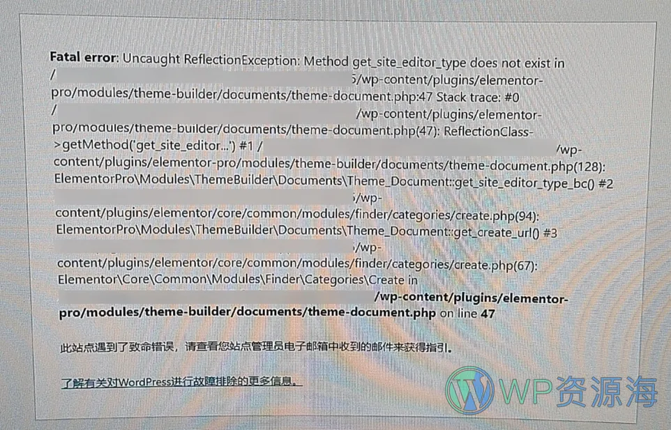 Method get site editor_type does not exist 报错解决办法插图-WP资源海