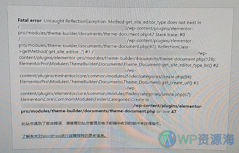 Method get site editor_type does not exist 报错解决办法插图-WordPress资源海