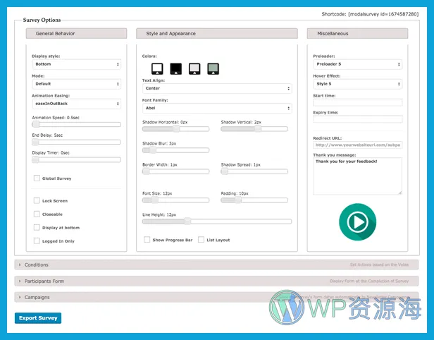 Modal Survey-民意调查问卷市场调研WordPress插件[更至v2.0.1.9.9]插图4-WordPress资源海