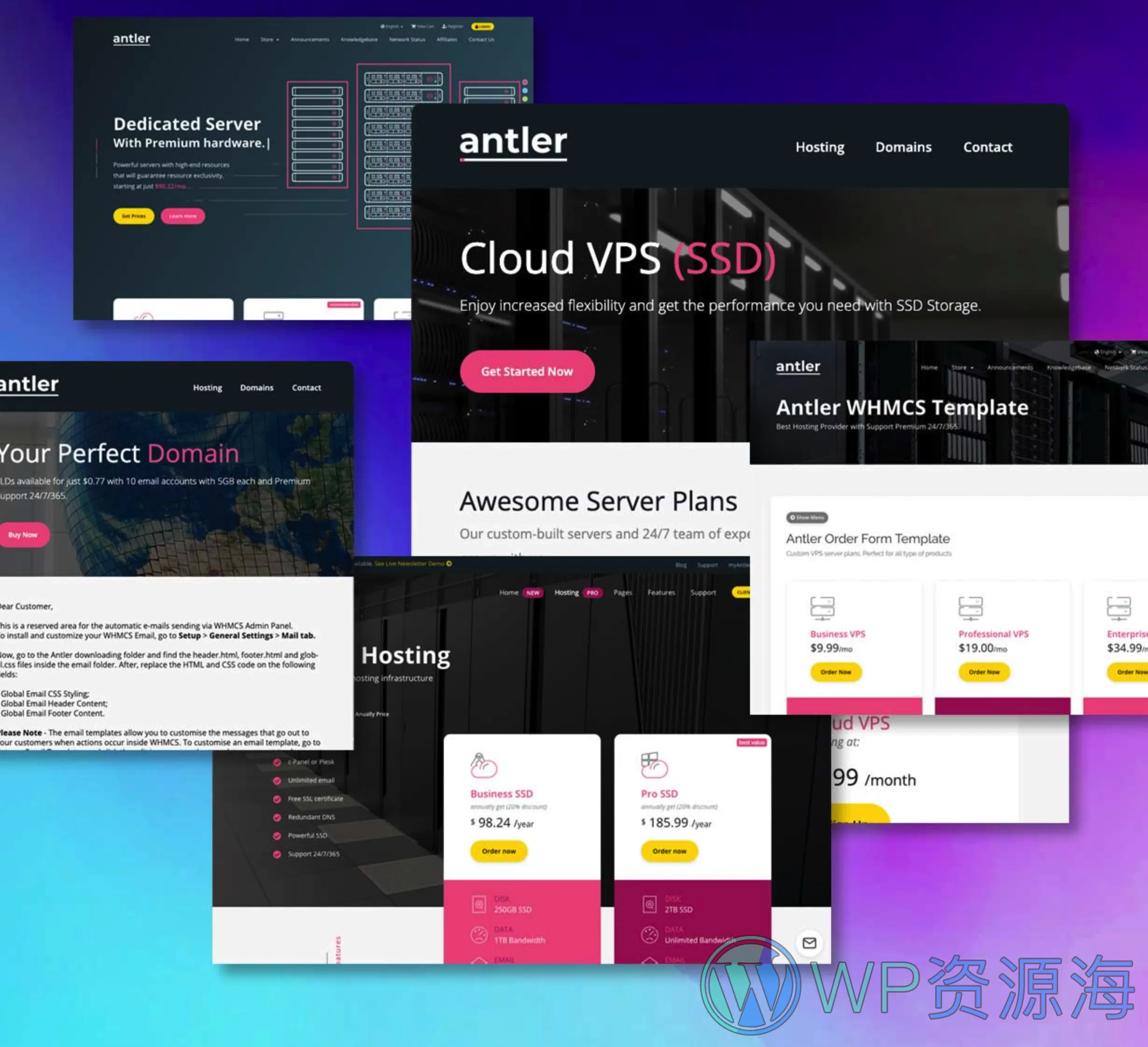 【精】Antler v3.6.1 IDC云服务器/虚拟主机网站HTML+WHMCS模版插图1-WordPress资源海