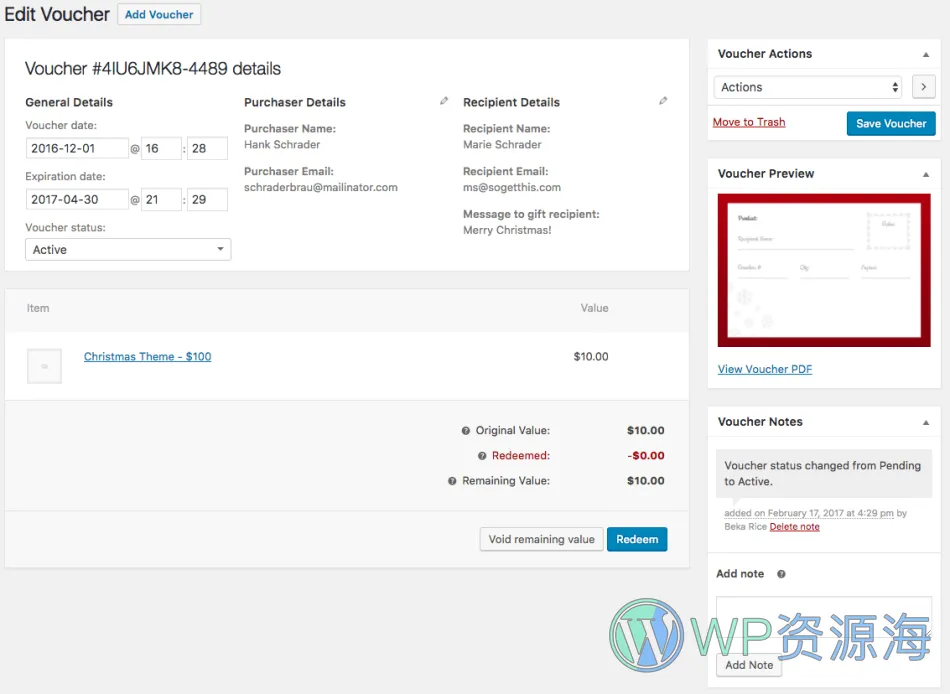 WooCommerce PDF Product Vouchers v3.11.0 代金券礼品券生成插件插图7-WP资源海
