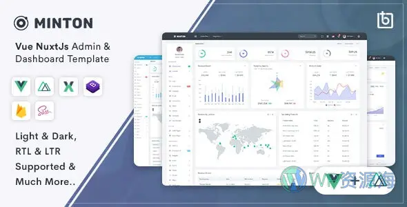 Minton – Vue Nuxt 管理后台和仪表板模板插图-WP资源海