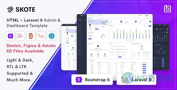 Skote-HTML和Laravel后台管理仪表板模板插图-WP资源海