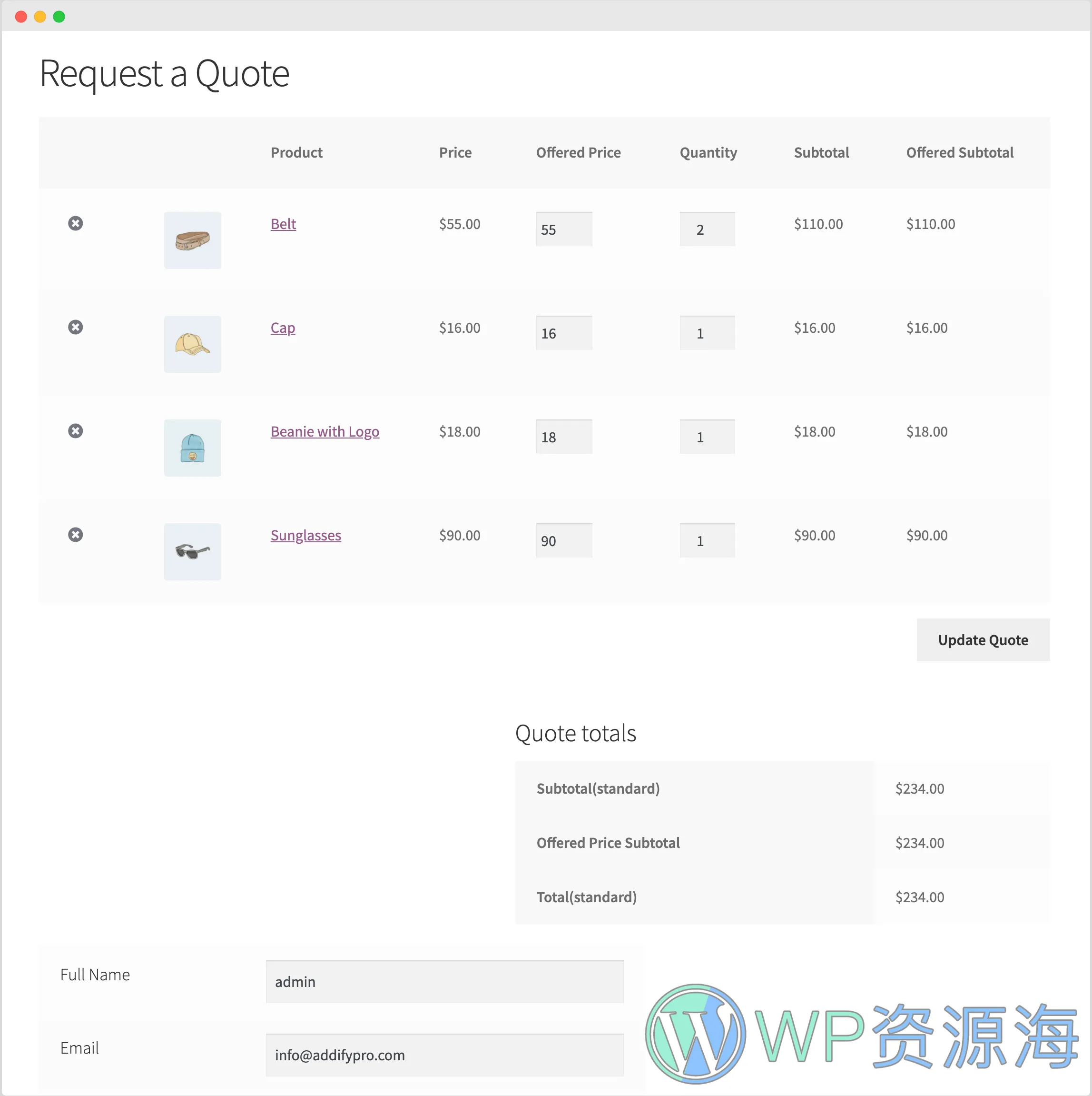 Request a Quote for WooCommerce v2.5.1 客户报价表单提交插件插图3-WP资源海