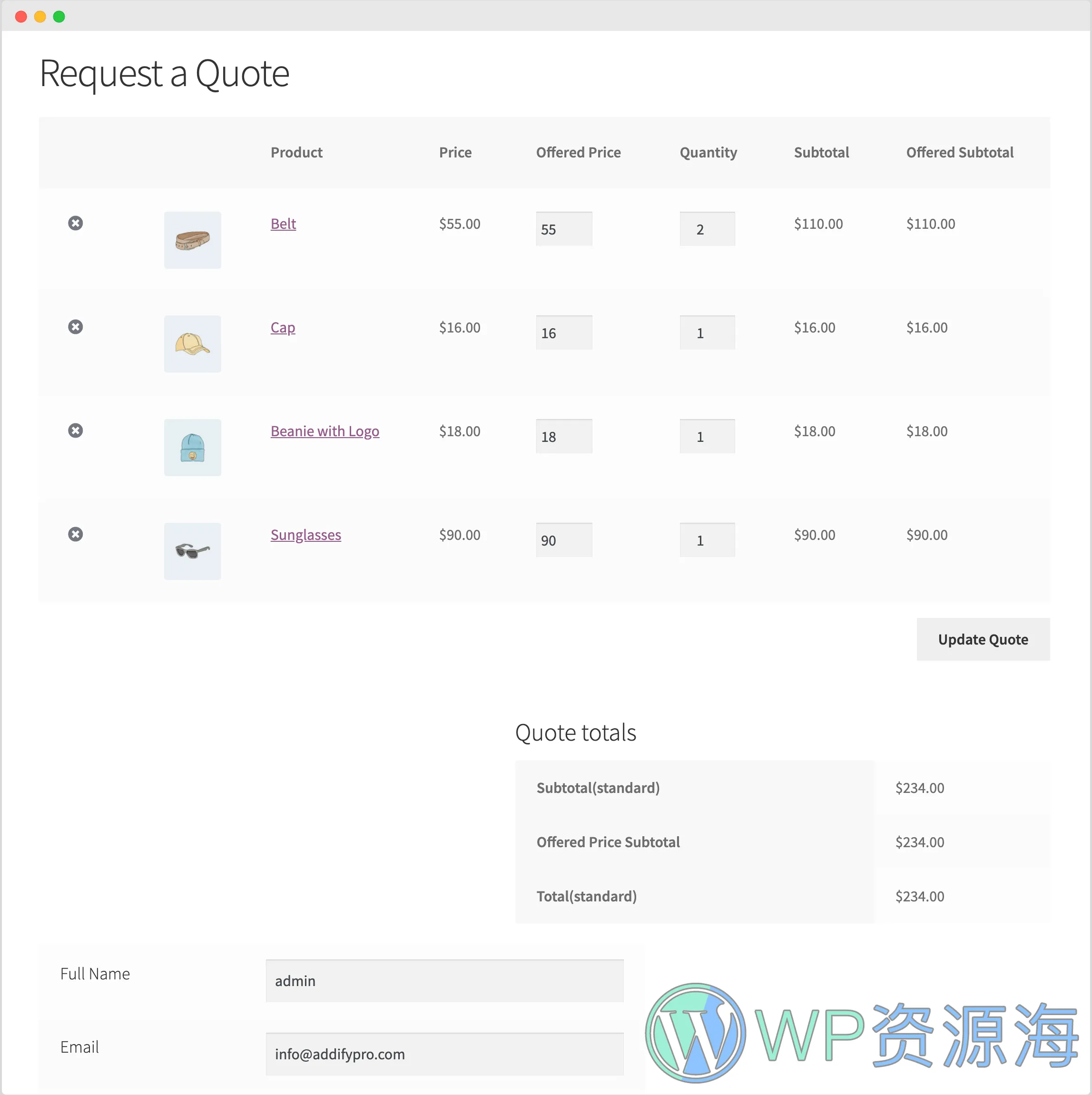 Request a Quote for WooCommerce v2.5.1 客户报价表单提交插件插图3-WordPress资源海