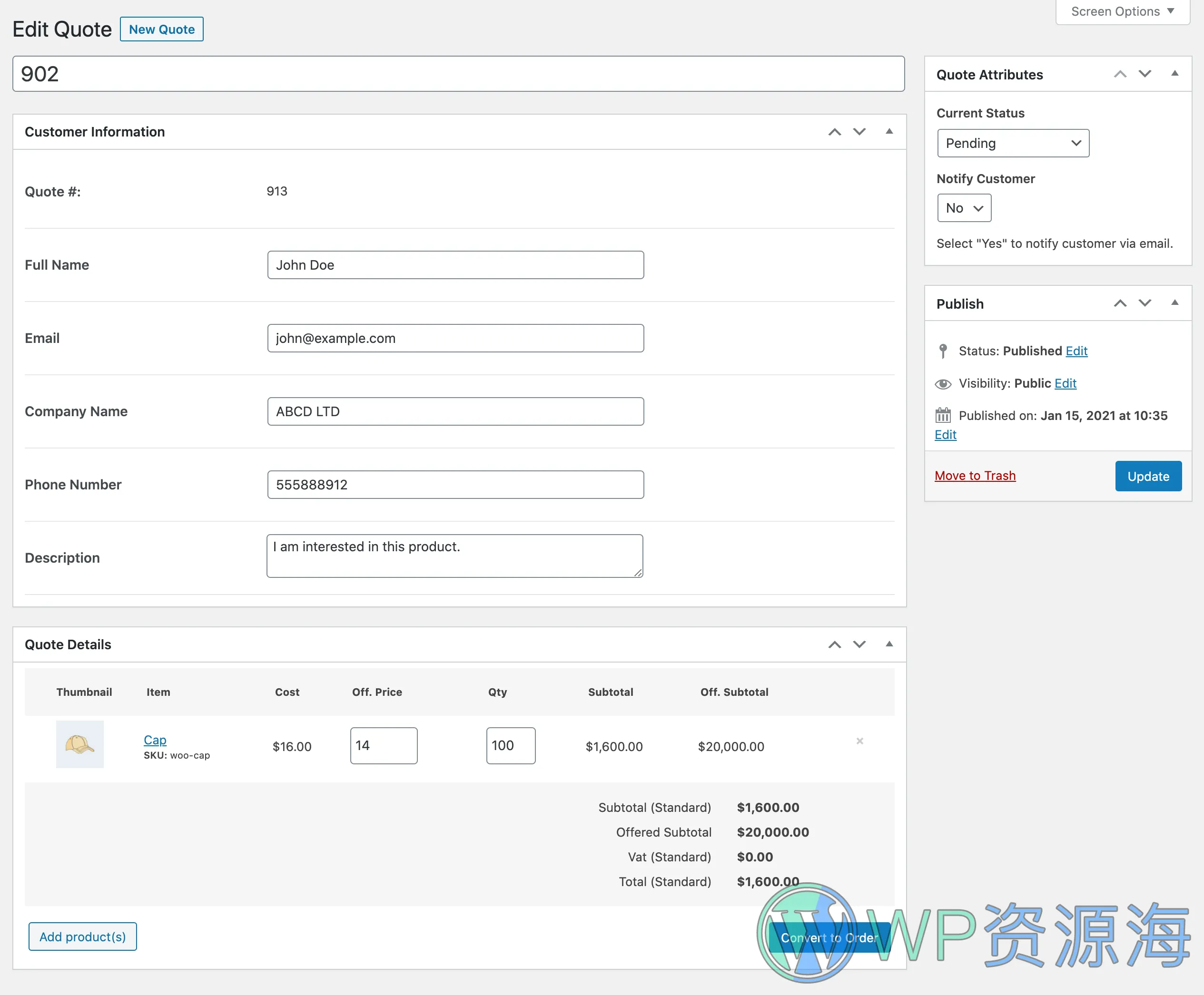 Request a Quote for WooCommerce v2.5.1 客户报价表单提交插件插图8-WP资源海