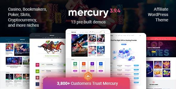 Mercury v3.9.6 代理推广大使佣金营销联盟WordPress主题