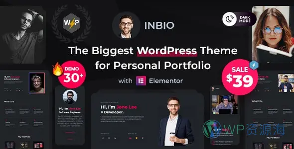 InBio-个人简历黑色商务炫酷WordPress主题[更至v2.6]插图-WordPress资源海