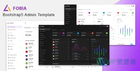 Fobia 管理后台面板Bootstrap5模板插图-WordPress资源海