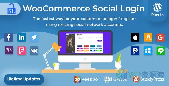 WooCommerce Social Login-社交账号登录快捷注册绑定插件插图-WP资源海