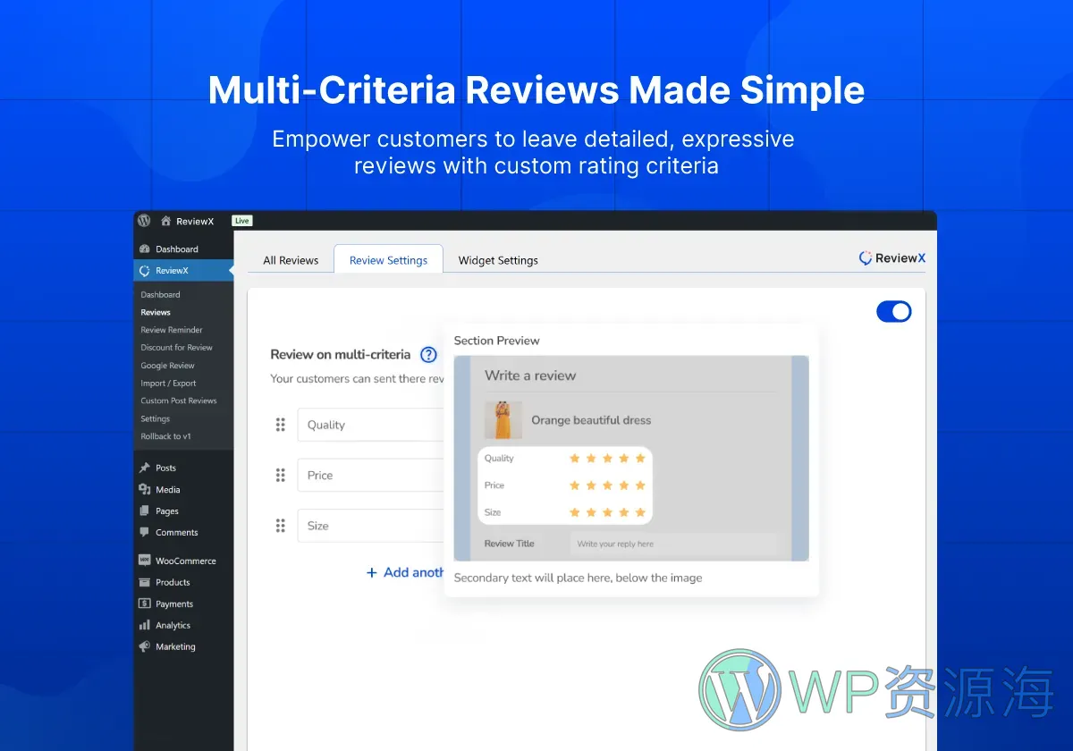 【正版】ReviewX Pro-用户评分/商品评价WordPress插件插图2-WP资源海