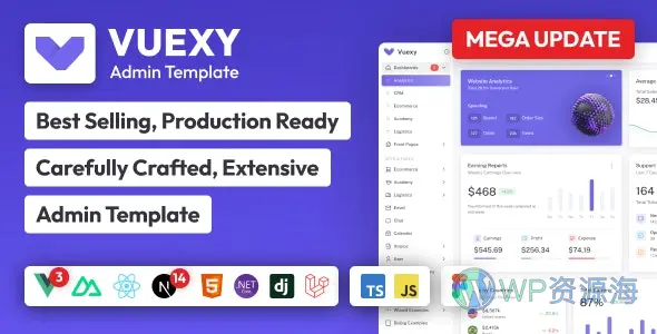 Vuexy-Vuejs/React/HTML/Laravel热门后台管理模版[更至v10.3.0]插图-WP资源海